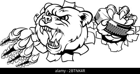 Bear Ice Hockey Player Animal Sports Mascot Stock Vector