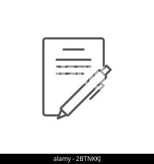 Paper documents and pen vector icon symbol isolated on white background Stock Vector