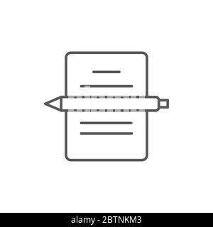 Paper documents and pen vector icon symbol isolated on white background Stock Vector