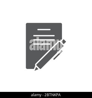 Paper documents and pen vector icon symbol isolated on white background Stock Vector