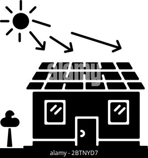 Solar batteries black glyph icon Stock Vector