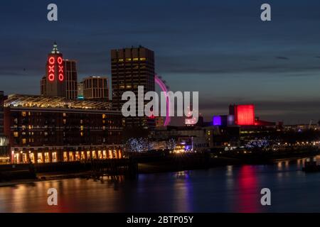 River Thames, Oxo Tower, River Thames, London Eye Stock Photo