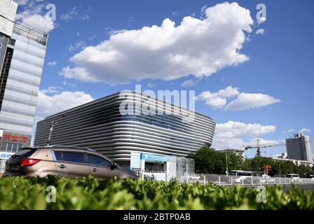 Beijing, China. 27th May, 2020. Photo taken on May 27, 2020 shows the exterior look of 'Ice Jar' comprehensive training center in Beijing, capital of China. Construction of the 'Ice Jar' comprehensive training center was completed on Wednesday, becoming the first newly-built venue in the Beijing competition zone for the 2022 Winter Olympic Games this year, as confirmed by Beijing Major Projects Construction Office. Credit: Zhang Chenlin/Xinhua/Alamy Live News Stock Photo