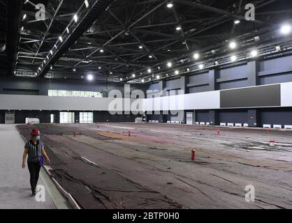 Beijing, China. 27th May, 2020. Photo taken on May 27, 2020 shows the interior look of 'Ice Jar' comprehensive training center in Beijing, capital of China. Construction of the 'Ice Jar' comprehensive training center was completed on Wednesday, becoming the first newly-built venue in the Beijing competition zone for the 2022 Winter Olympic Games this year, as confirmed by Beijing Major Projects Construction Office. Credit: Zhang Chenlin/Xinhua/Alamy Live News Stock Photo