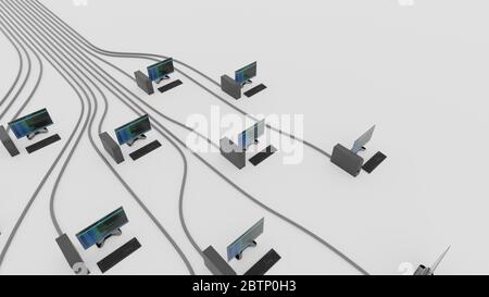 Interconnected white wires 3d render illustration Stock Photo - Alamy