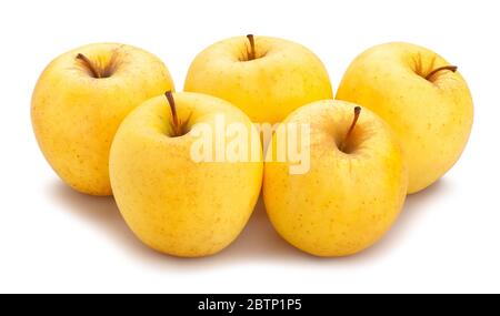 golden delicious apples path isolated on white Stock Photo