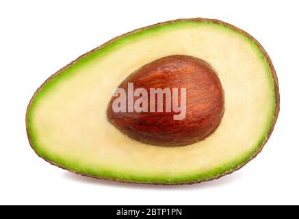 sliced hass avocado path isolated on white Stock Photo