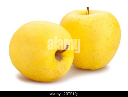 golden delicious apples path isolated on white Stock Photo