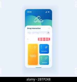 Drug interaction smartphone interface vector template Stock Vector