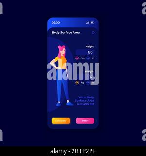 Patient parameters calculation smartphone interface vector template Stock Vector