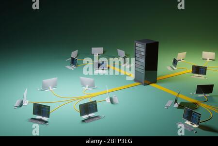 Network cables connected to data center. Telecommunication background ...