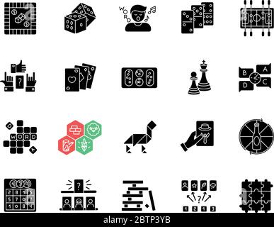 Table games black glyph icons set on white space Stock Vector