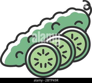 Cucumber green RGB color icon Stock Vector