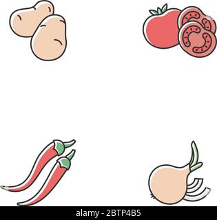 Healthy eating RGB color icons set Stock Vector