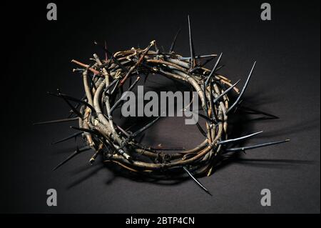 Crown of thorns over a dark background Stock Photo