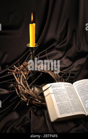 Crown of thorns over a dark background Stock Photo