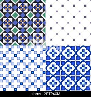 Set of geometric patterns for tiles. Stock Vector