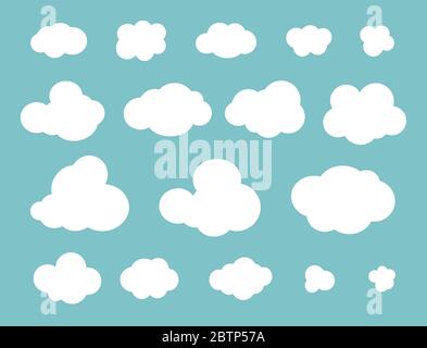 Clouds flat set different. Vector illustration Stock Vector