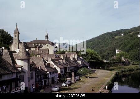 Historic town of Argentat, on the upper reaches of the Dordogne River of south-west France,  pictured in 1972 Stock Photo