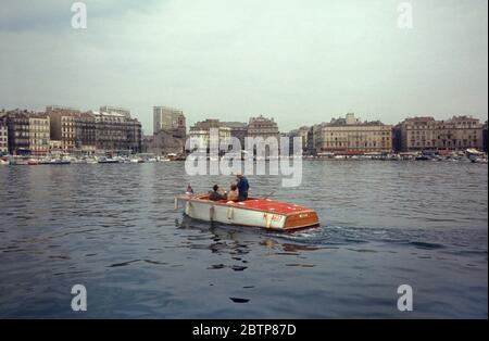 The old harbour of Marseille in France pictured in 1967 Stock Photo