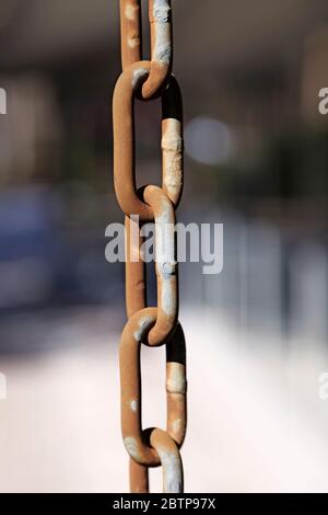 close up of a rusty metal chain Stock Photo
