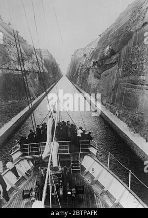 Earthquake wrecks historic city . Corinth , the modern Greek city , built near the site of ancient Korinthos , was almost destroyed by an earthquake . The Corinth Canal . 24 April 1928 Stock Photo