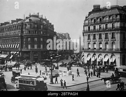 Paris view . Rue de la Paix from the Place de L ' Opera . August 1929 Stock Photo