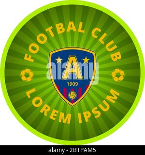 Football club emblem in a circle. Green icon on a white background. Stock Vector