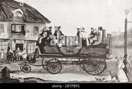 Goldsworthy Gurney's Steam Coach, 1833.  From Motors and Motor-Driving, published 1906. Stock Photo