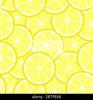 Lemon slice fruit citrus seamless bright pattern Stock Vector