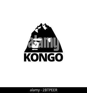 The logo is the head of a gorilla united with Mount Stanley, from Congo. Isolated on a white background. Stock Vector