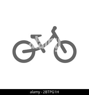 Kid's balance bike icon. A bicycle without pedals for child or toddler. Push bike line icon. Gray on white background. Vector illustration, flat. Stock Vector