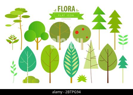 Set of trees. Flat icons Stock Vector