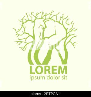 Green elephant and trees logo icon Stock Vector