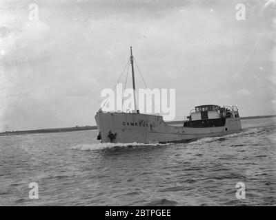 The Camroux motor boat . The boat was built in 1934 for the Newcastle Coal & Shipping Co Ltd by James Pollack Sons Co from Faversham , Kent . It was launched in 11/10/1934 by the chairman 's wife , Mrs Camroux . It is a 400T coaster powered by a W H Allen 300bhp diesel engine . 1936 Stock Photo