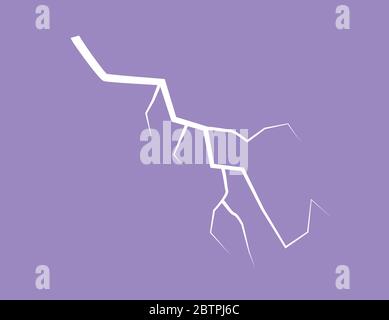Silhouette Of A Thunder Lightning On A Lilac Background Stock Vector
