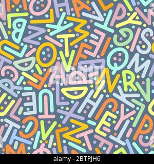 Multicolor pattern of letters of the English alphabet. Stock Vector