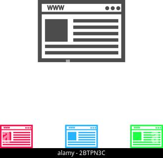Browser icon flat. Color pictogram on white background. Vector illustration symbol and bonus icons Stock Vector