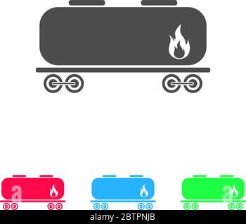 Railroad tank icon flat. Color pictogram on white background. Vector illustration symbol and bonus icons Stock Vector