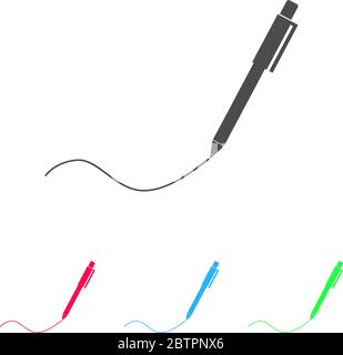 Pen icon flat. Color pictogram on white background. Vector illustration symbol and bonus icons Stock Vector