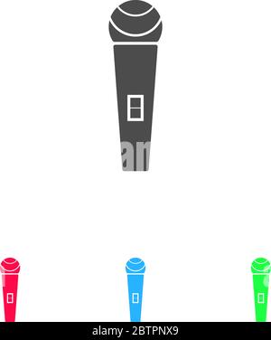 Microphone icon flat. Color pictogram on white background. Vector illustration symbol and bonus icons Stock Vector