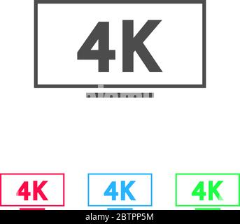 LCD 4k icon flat. Color pictogram on white background. Vector illustration symbol and bonus icons Stock Vector