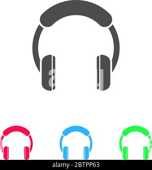 Headphones icon flat. Color pictogram on white background. Vector illustration symbol and bonus icons Stock Vector