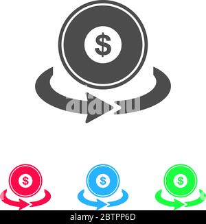 Money transfer icon flat. Color pictogram on white background. Vector illustration symbol and bonus icons Stock Vector