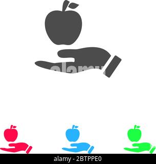 Apple in hand icon flat. Color pictogram on white background. Vector illustration symbol and bonus icons Stock Vector