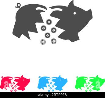 Piggy icon flat. Color pictogram on white background. Vector illustration symbol and bonus icons Stock Vector