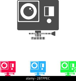 Action camera icon flat. Color pictogram on white background. Vector illustration symbol and bonus icons Stock Vector