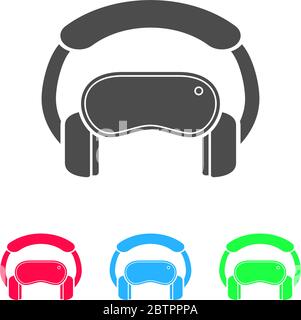 Virtual reality icon flat. Color pictogram on white background. Vector illustration symbol and bonus icons Stock Vector