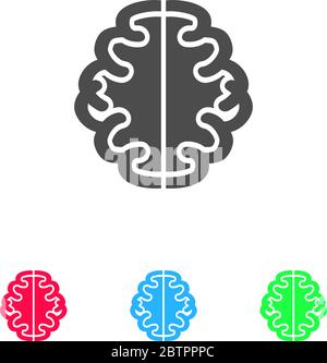 Brain icon flat. Color pictogram on white background. Vector illustration symbol and bonus icons Stock Vector
