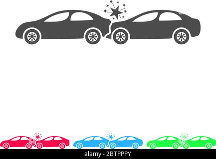 Car accident icon flat. Color pictogram on white background. Vector illustration symbol and bonus icons Stock Vector